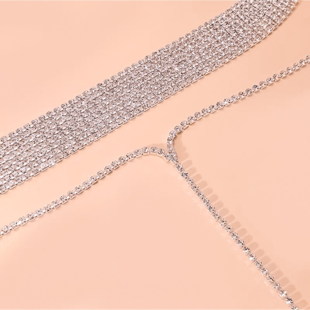 ⚜️𝟯𝟬%𝗢𝗙𝗙 𝗯𝘂𝗻𝗱𝗹𝗲𝘀 𝟯+⚜️ NEW 2 Layered Long Drop Rhinestone Necklace - Picture 12 of 15